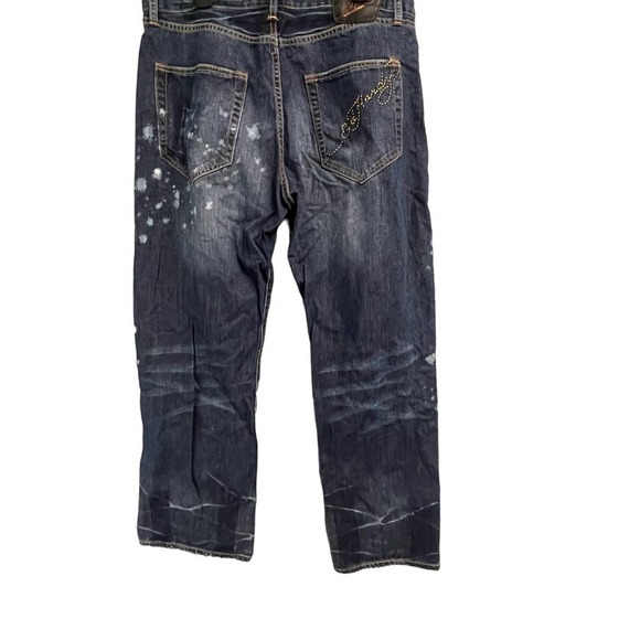 Ed Hardy VTG 38x32 Distressed Splatter Jeans Christian Audigier - Picture 2 of 8